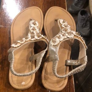Gold shimmer flower sandals